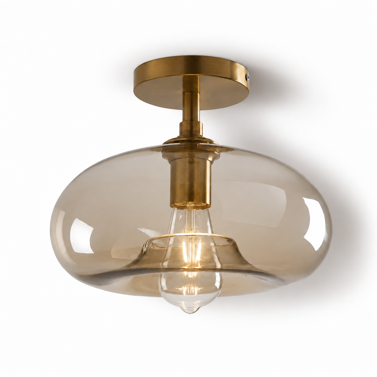 Amber Glass Flush Mount Ceiling Light