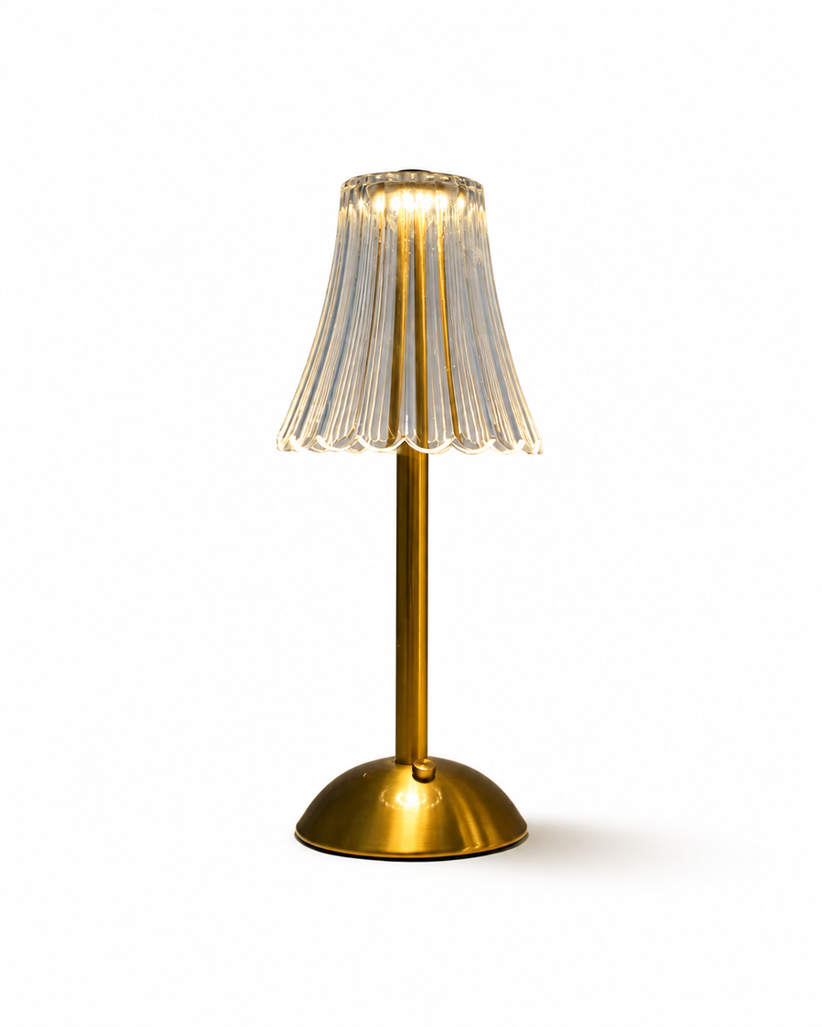 Rechargeable Ribbed Cone Table Lamp