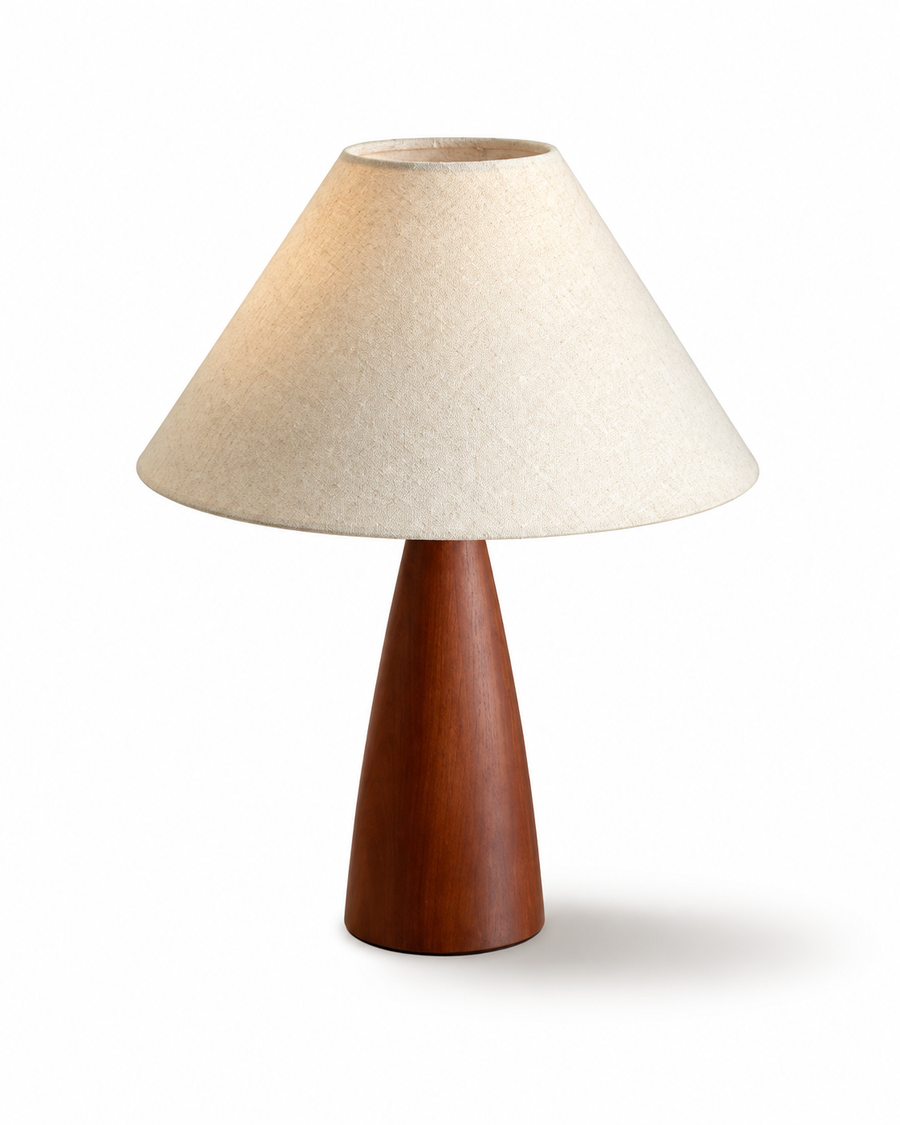 Walnut Cone Linen Table Lamp