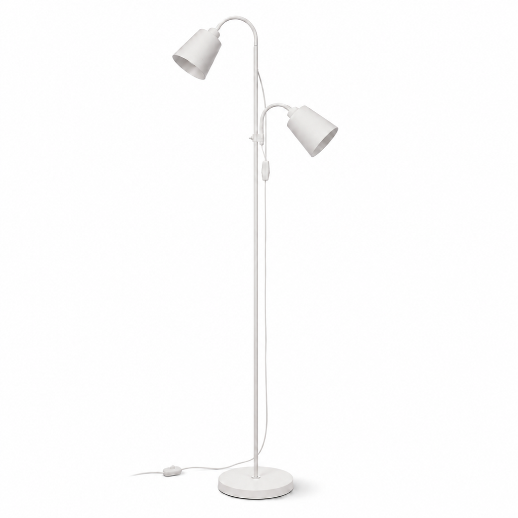 White Double Head Reading Floor Lamp