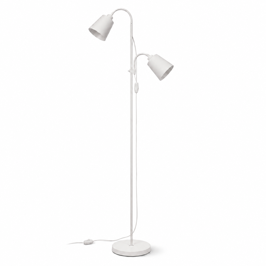 White Double Head Reading Floor Lamp