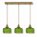 Ribbed Glass 3 Light Kitchen Island Pendant Light