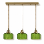 Ribbed Glass 3 Light Kitchen Island Pendant Light