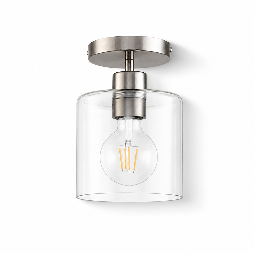 Clear Glass Semi Flush Ceiling Light