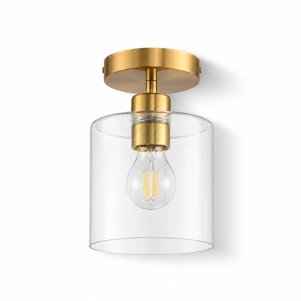 Clear Glass Semi Flush Ceiling Light