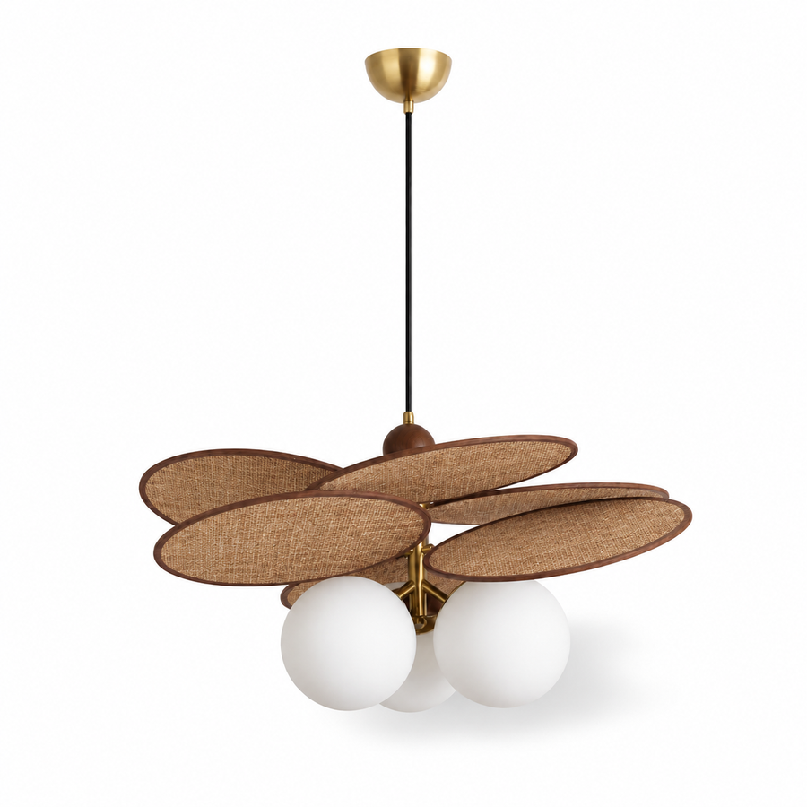 Woven Raffia Petal Pendant Light