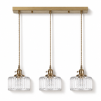 Ribbed Glass 3 Light Kitchen Island Pendant Light