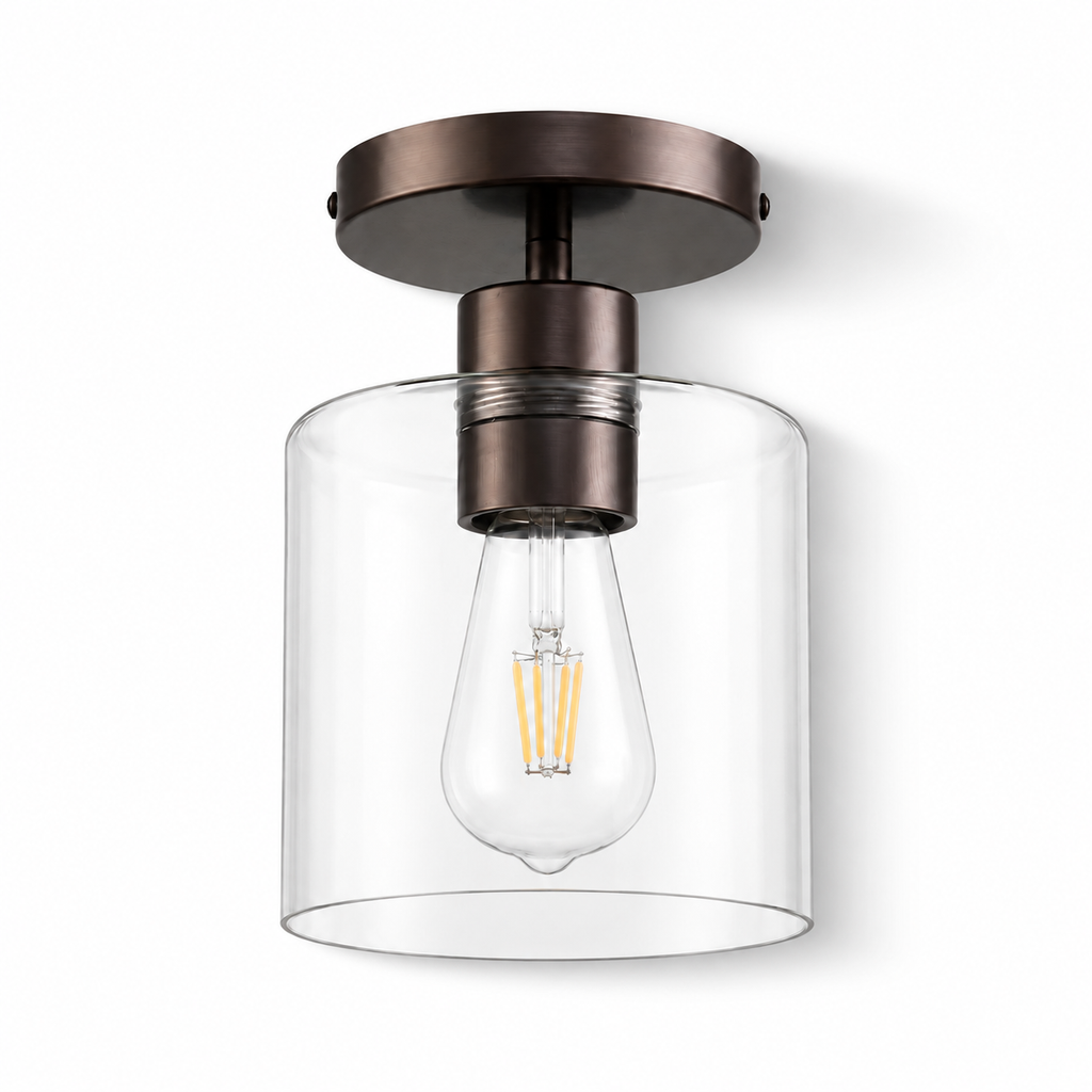 Clear Glass Semi Flush Ceiling Light