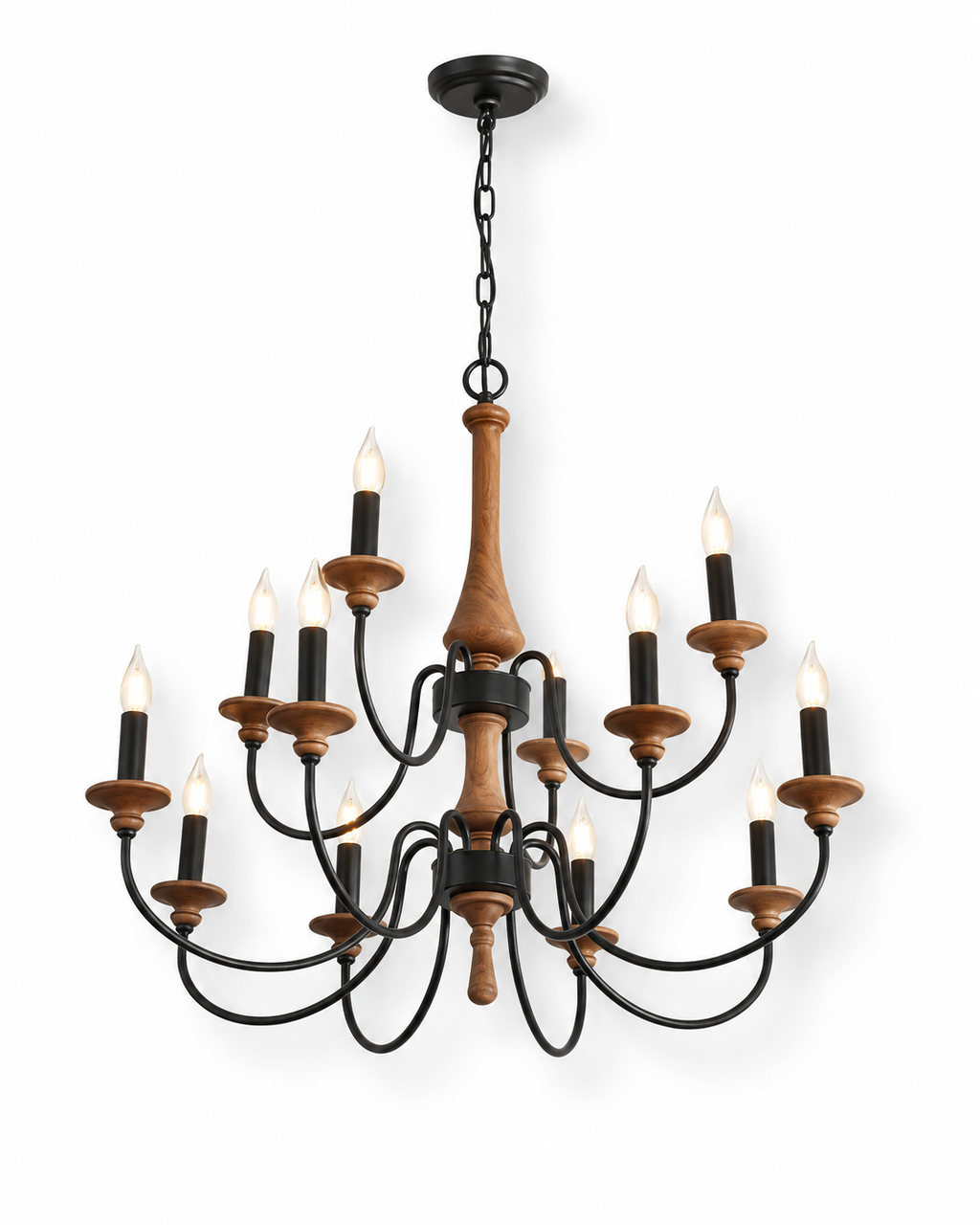 Wooden Candle Chandelier