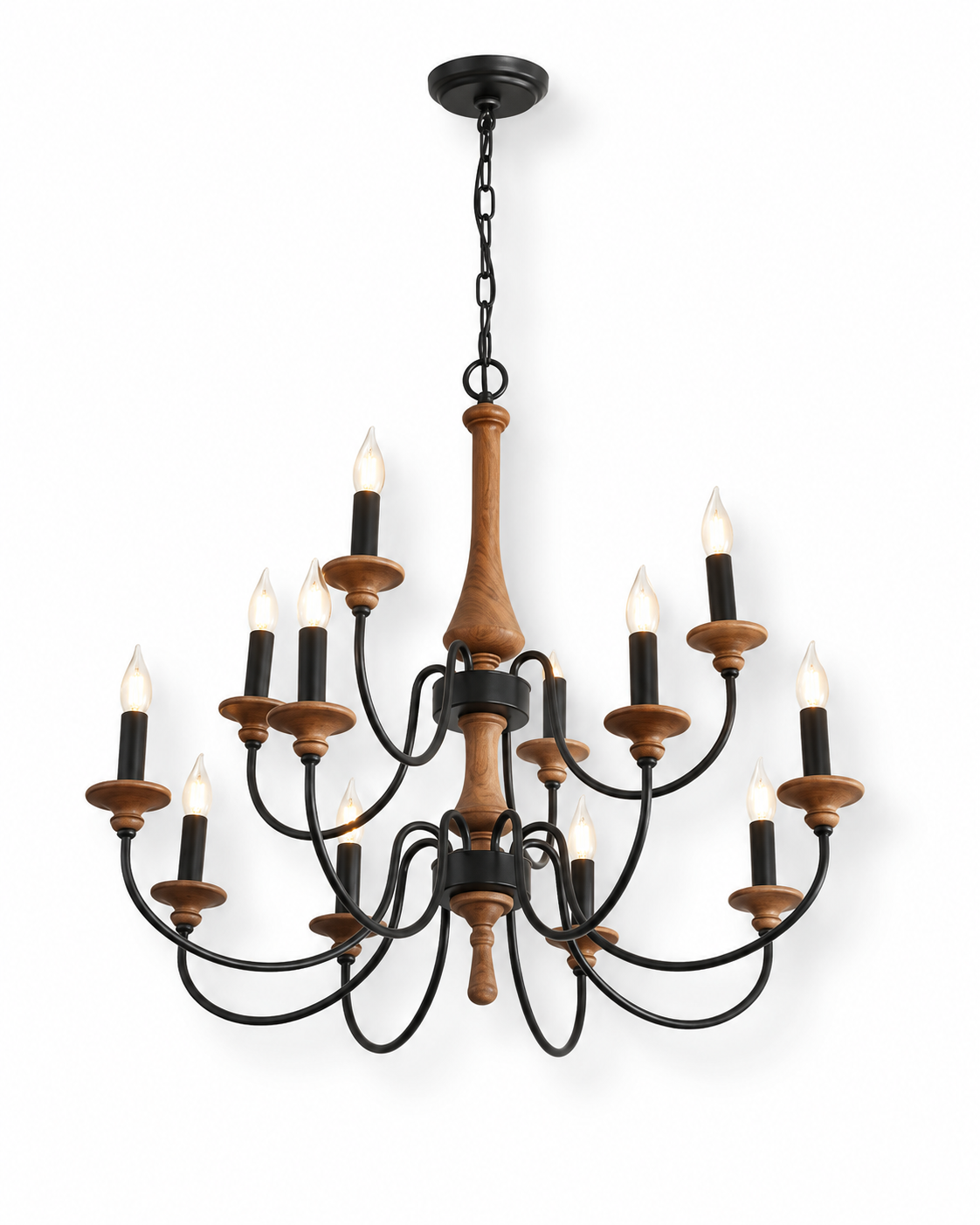 Wooden Candle Chandelier