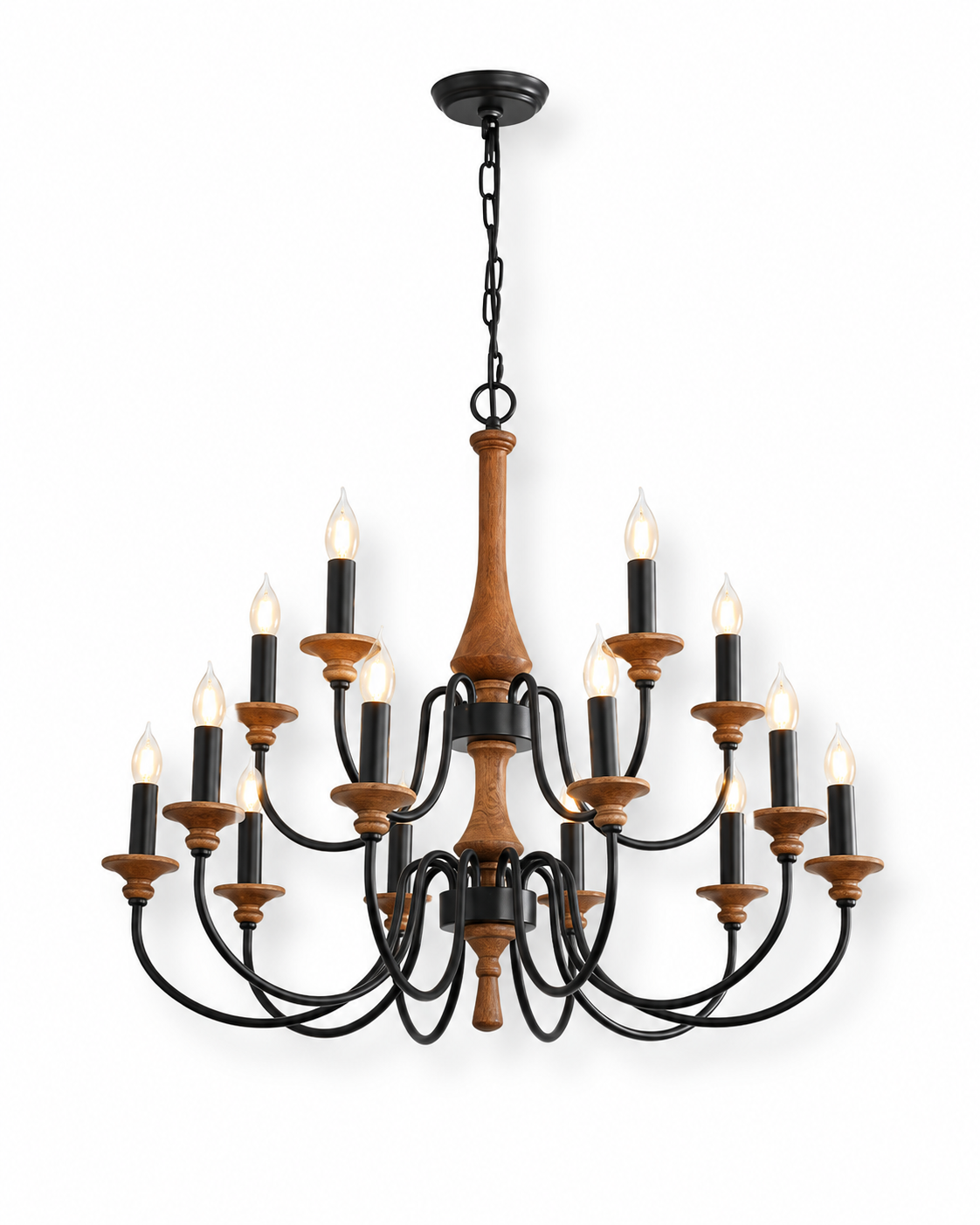 Wooden Candle Chandelier