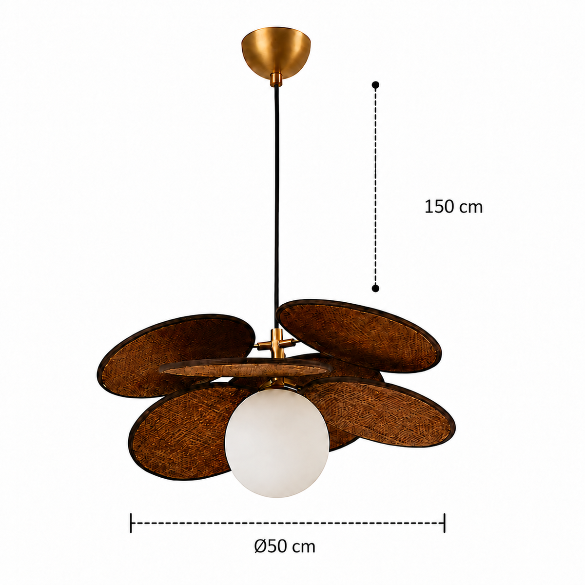 Woven Raffia Petal Pendant Light