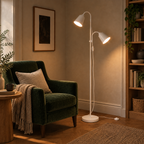 White Double Head Reading Floor Lamp