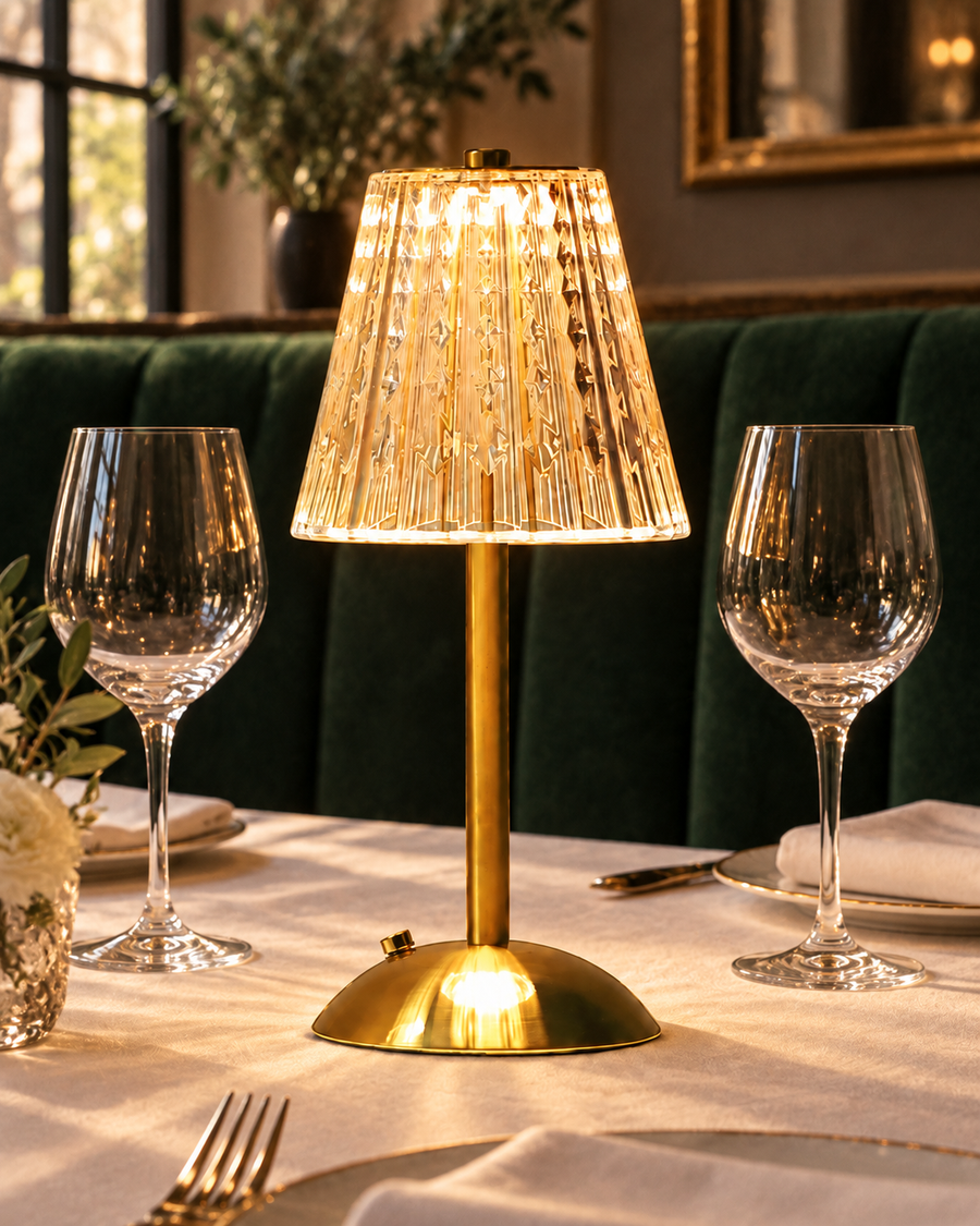 Rechargeable Crystal Cut Table Lamp