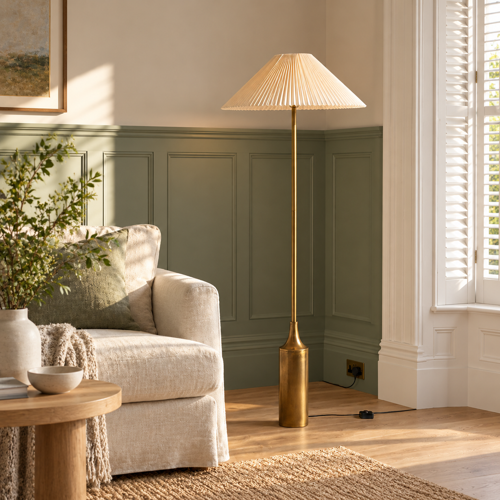 Pleated Brass Floor Lamp