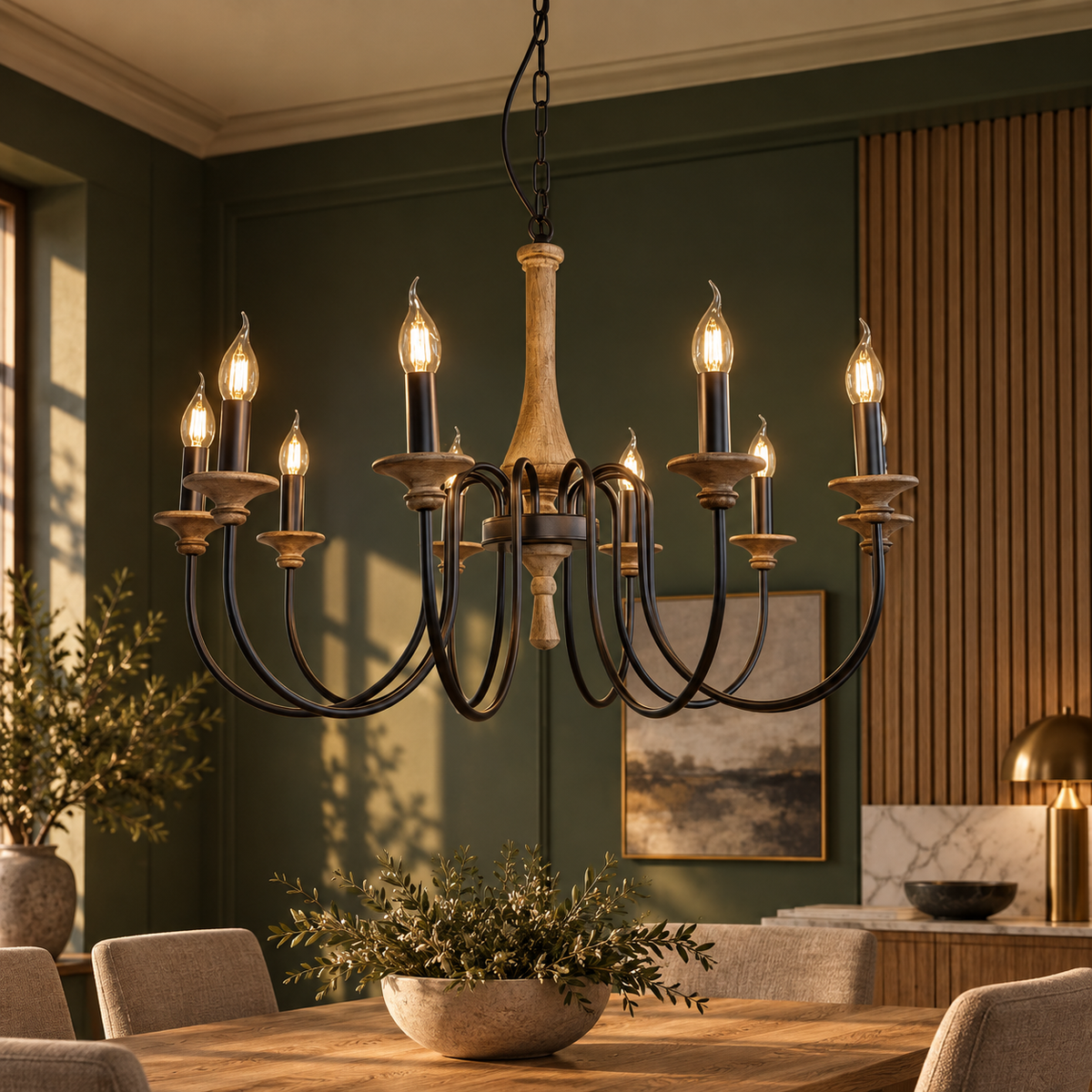 Wooden Candle Chandelier