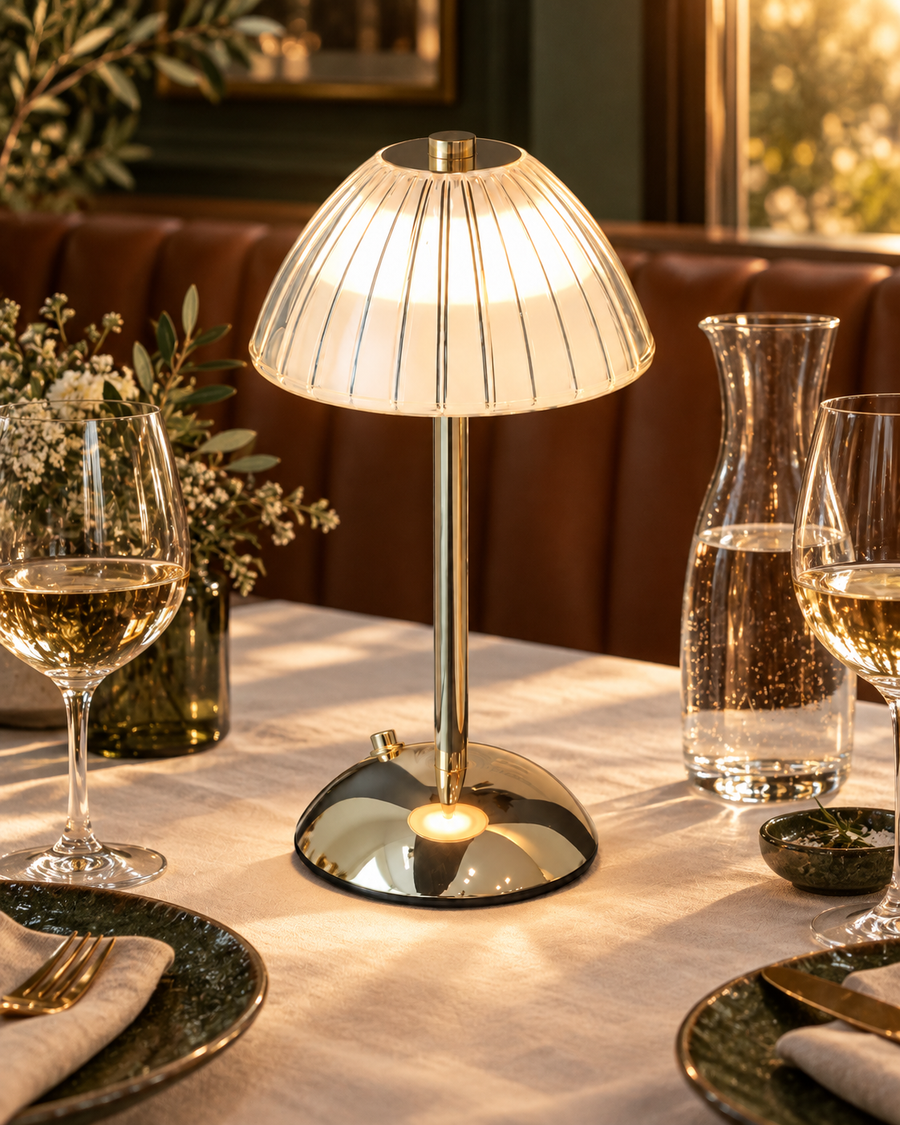 Rechargeable Scalloped Table Lamp