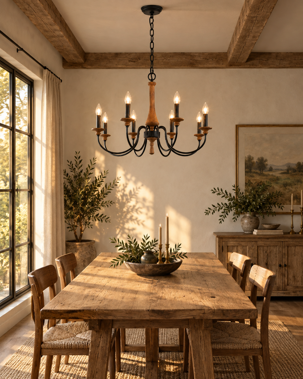 Wooden Candle Chandelier