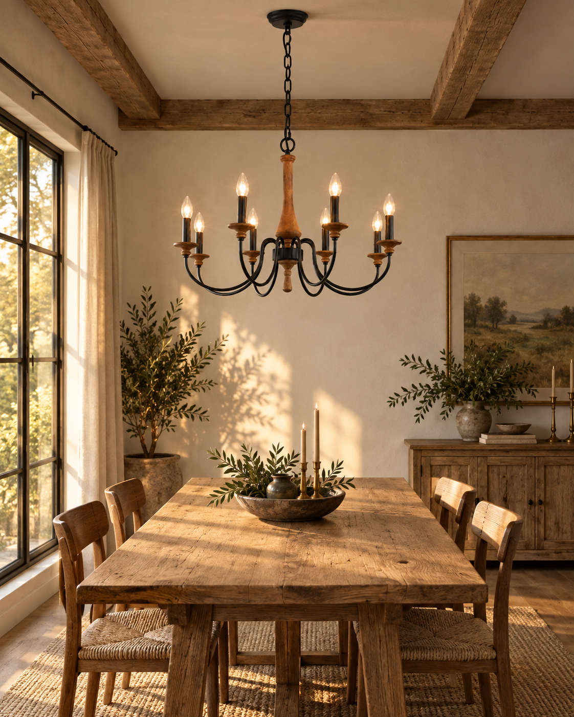 Wooden Candle Chandelier