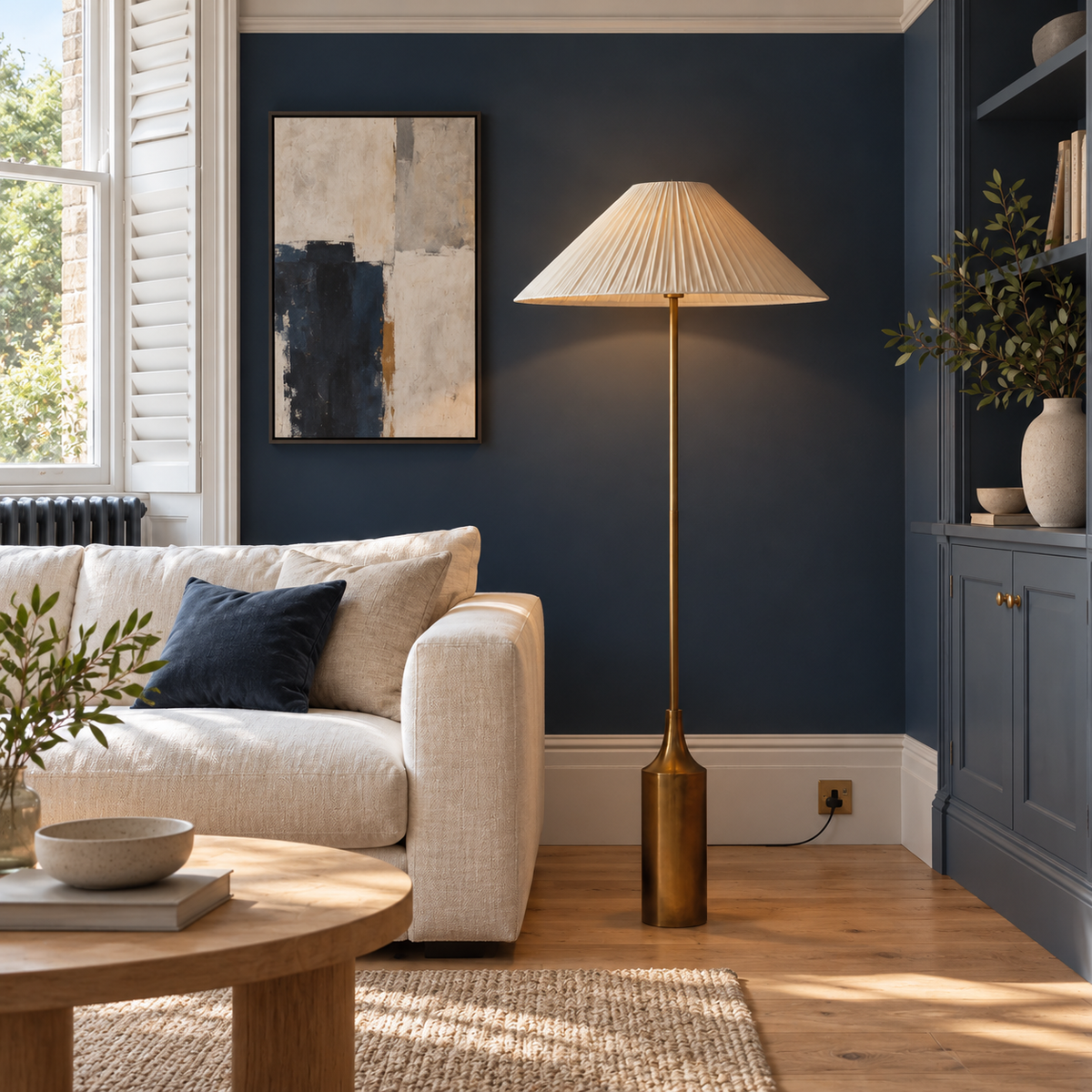 Pleated Brass Floor Lamp