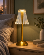 Rechargeable Ribbed Cone Table Lamp