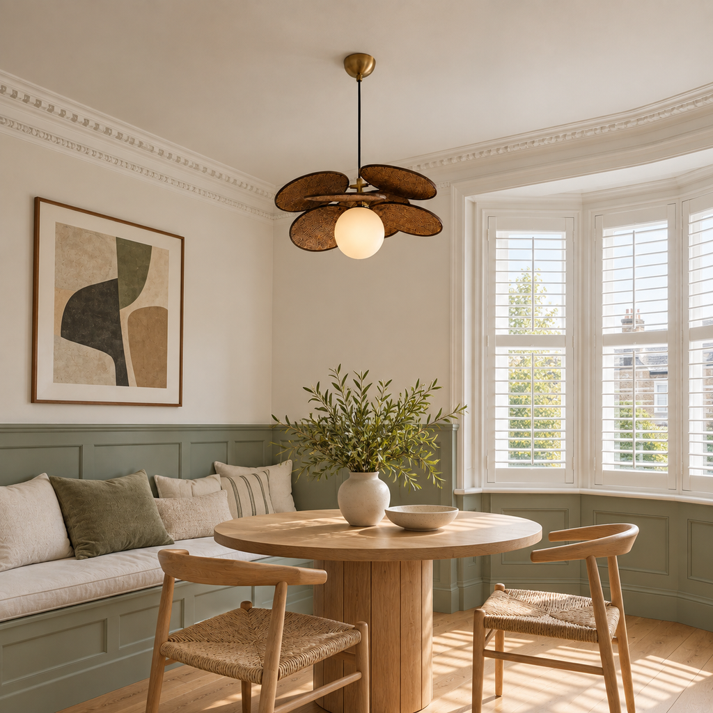 Woven Raffia Petal Pendant Light