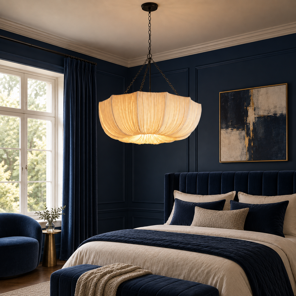 Pleated Fabric Petal Chandelier