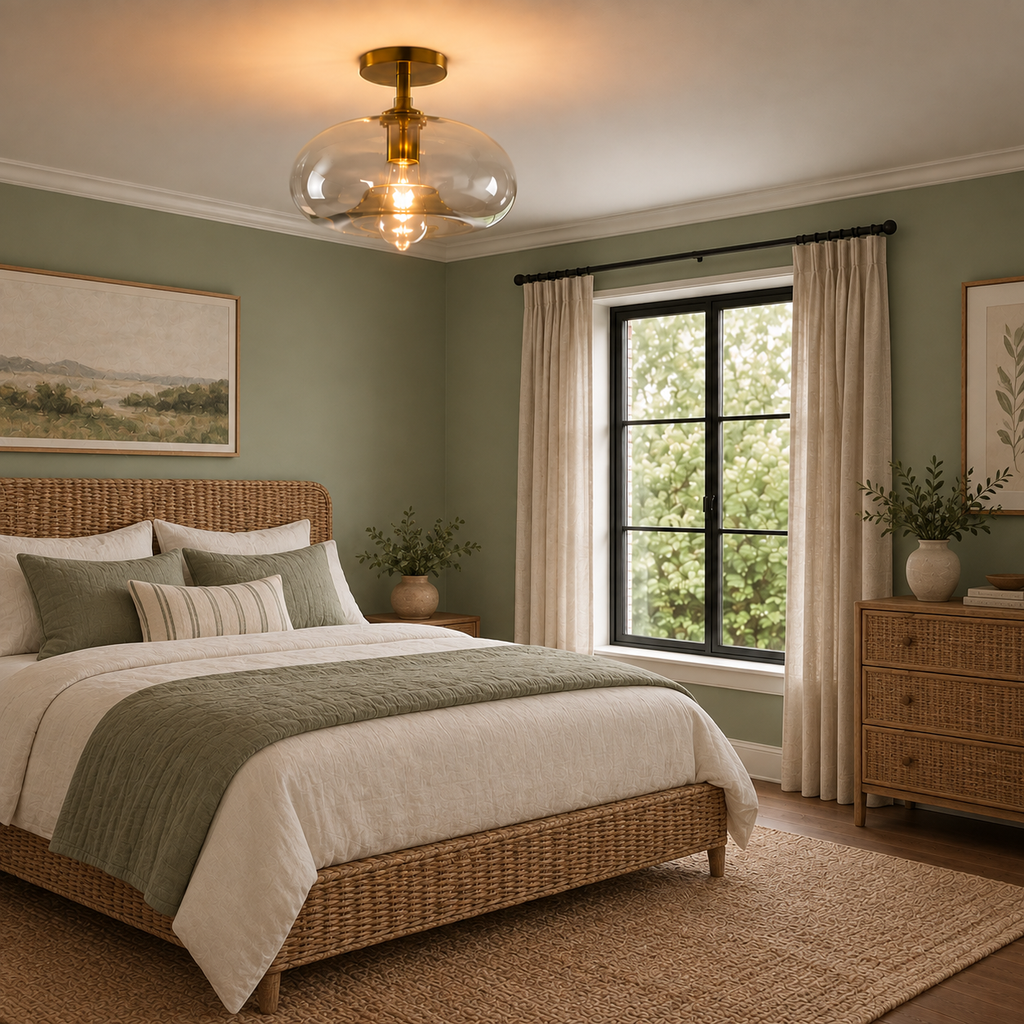 Amber Glass Flush Mount Ceiling Light