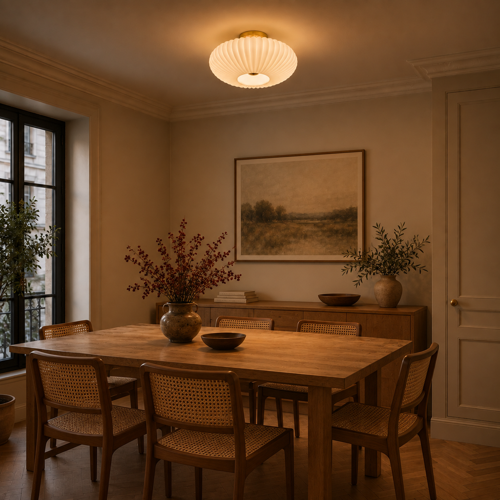 Ribbed Glass Flush Mount Ceiling Light