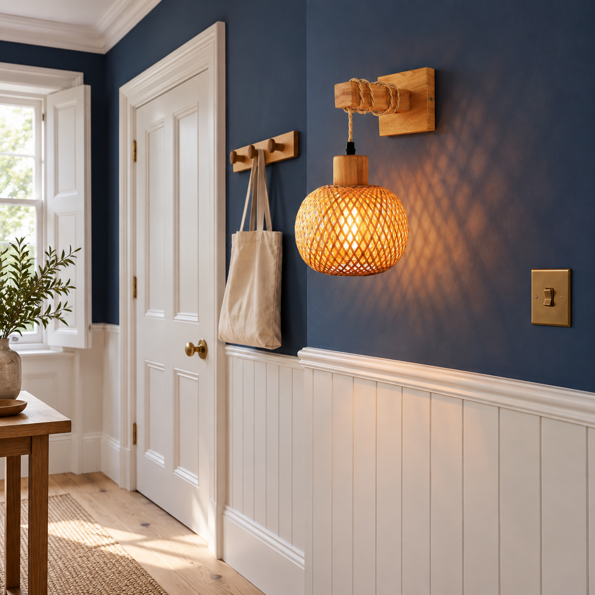 Handwoven Bamboo Wall Sconce