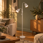 White Double Head Reading Floor Lamp