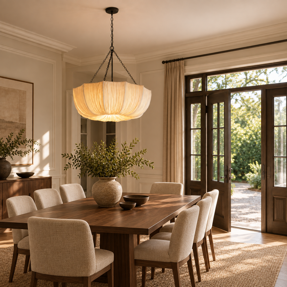 Pleated Fabric Petal Chandelier