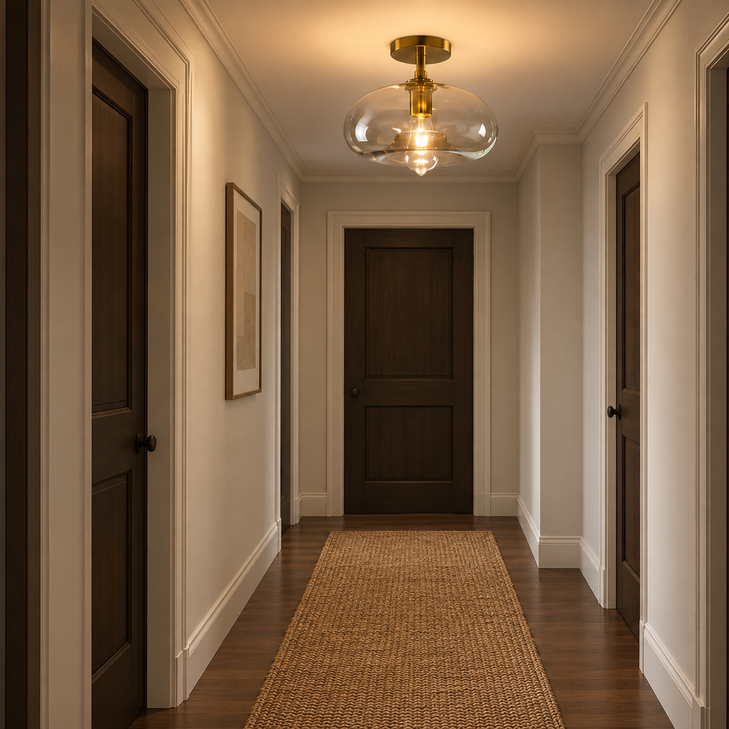 Amber Glass Flush Mount Ceiling Light