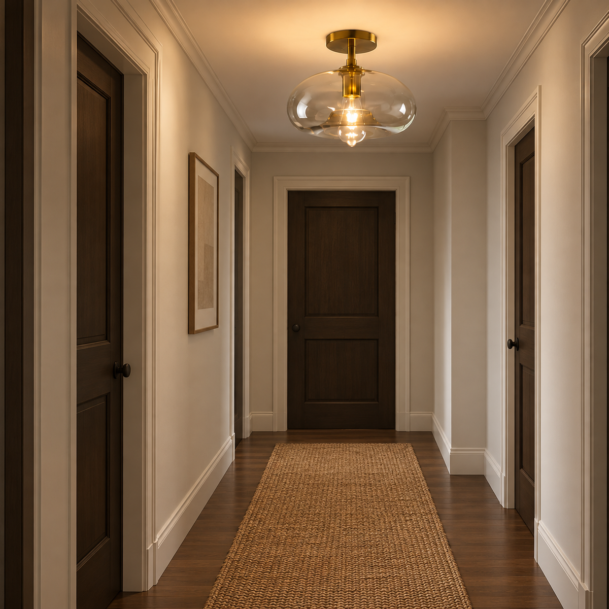 Amber Glass Flush Mount Ceiling Light