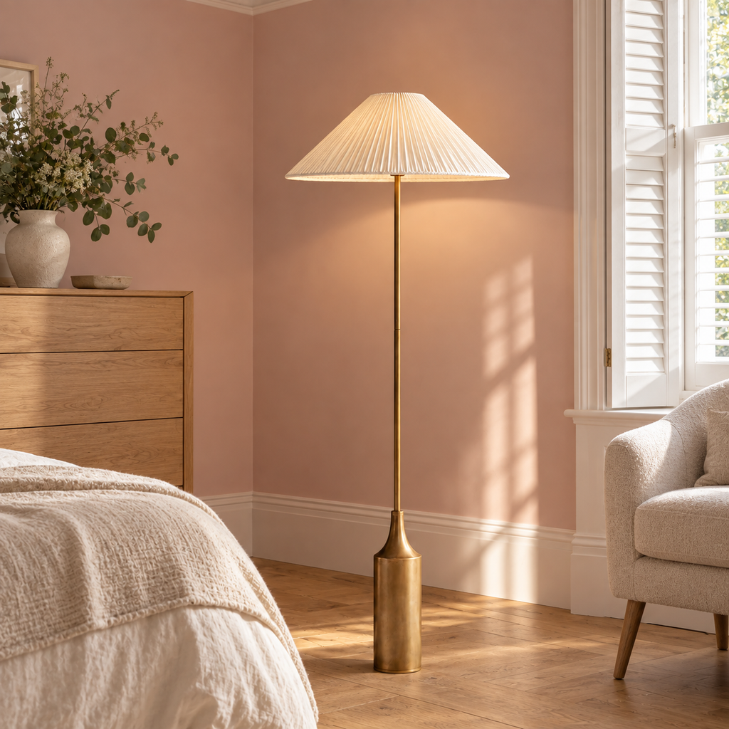 Pleated Brass Floor Lamp