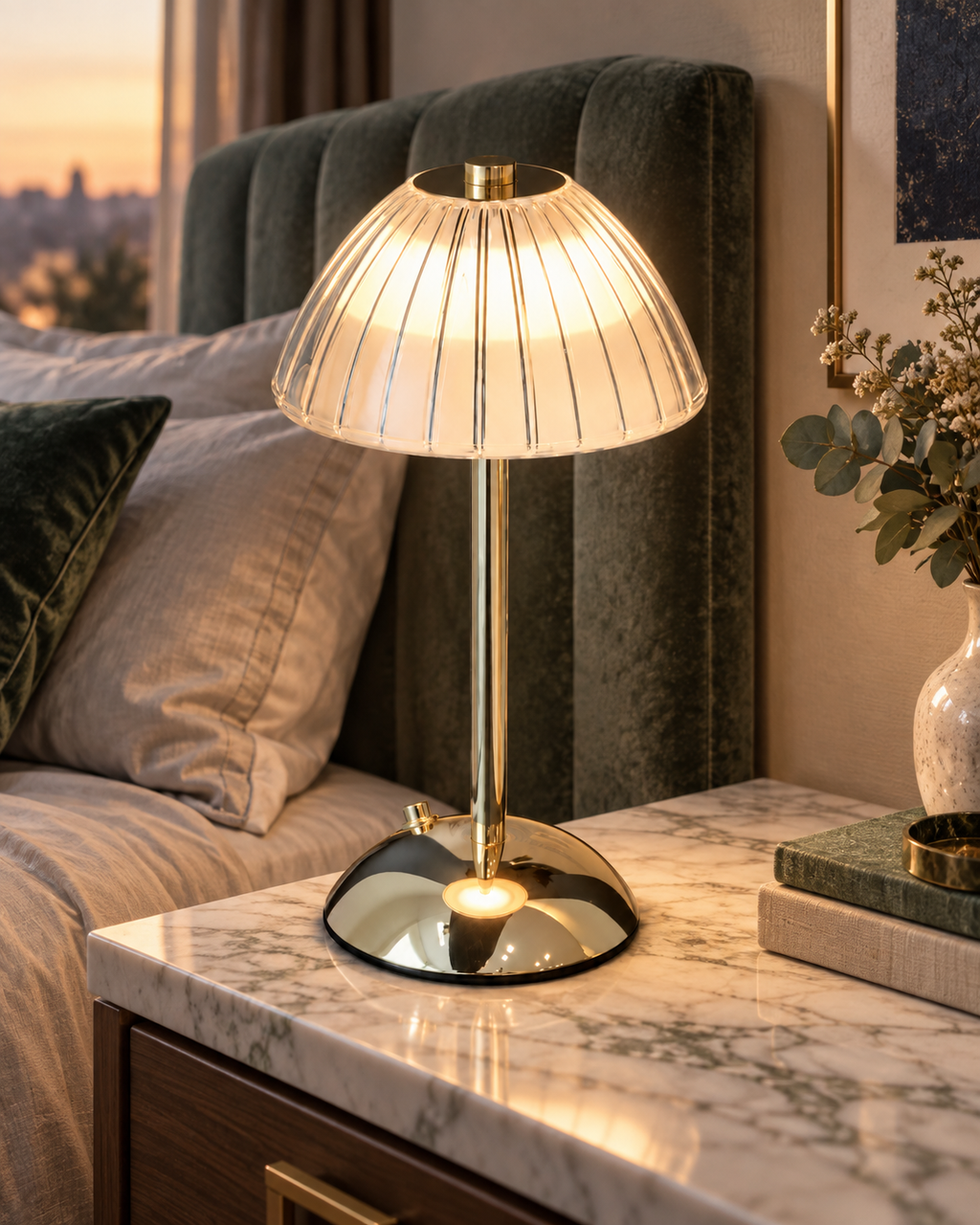 Rechargeable Scalloped Table Lamp
