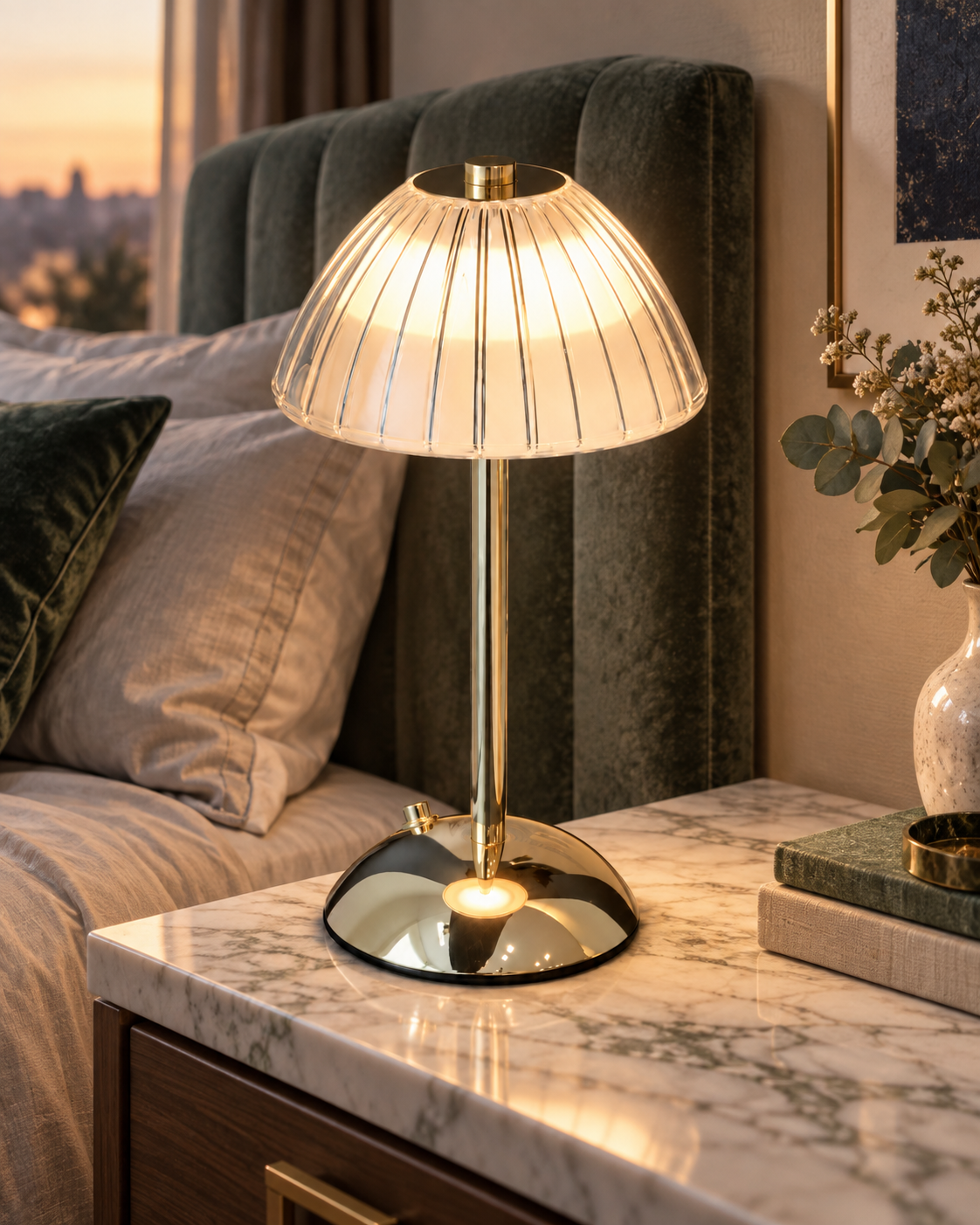 Rechargeable Scalloped Table Lamp