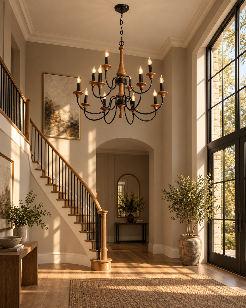 Wooden Candle Chandelier