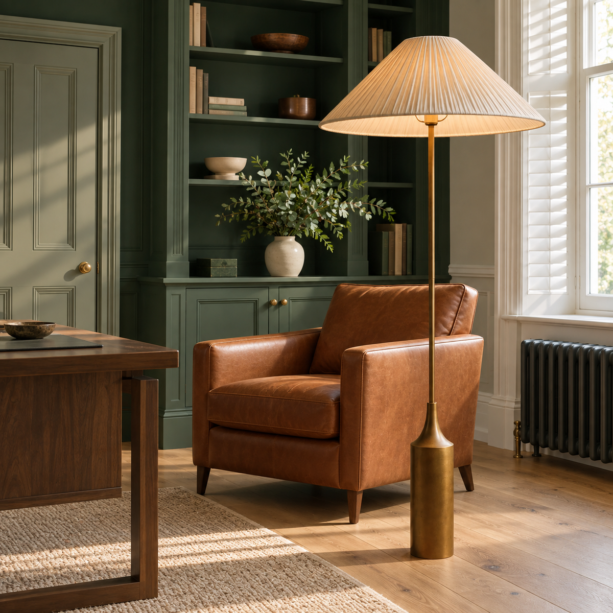Pleated Brass Floor Lamp
