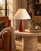 Walnut Cone Linen Table Lamp