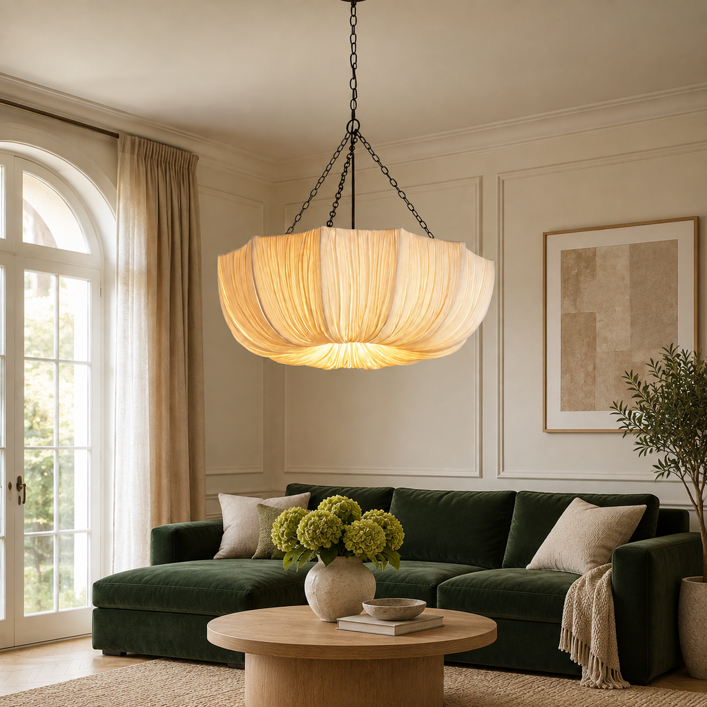 Pleated Fabric Petal Chandelier
