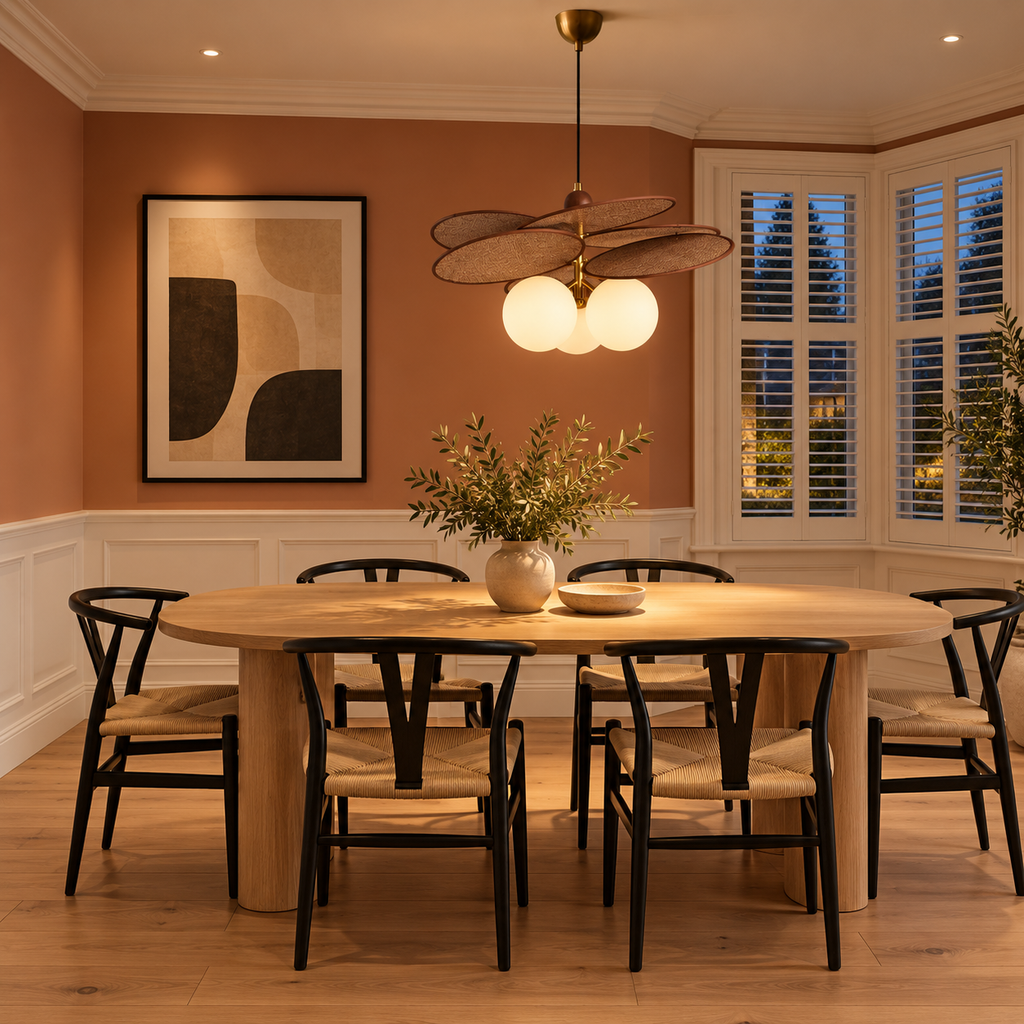 Woven Raffia Petal Pendant Light