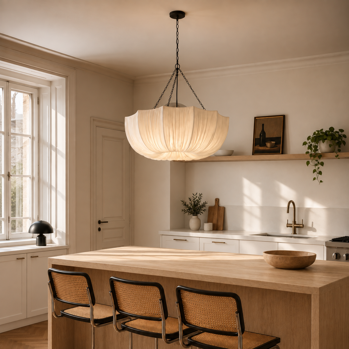 Pleated Fabric Petal Chandelier