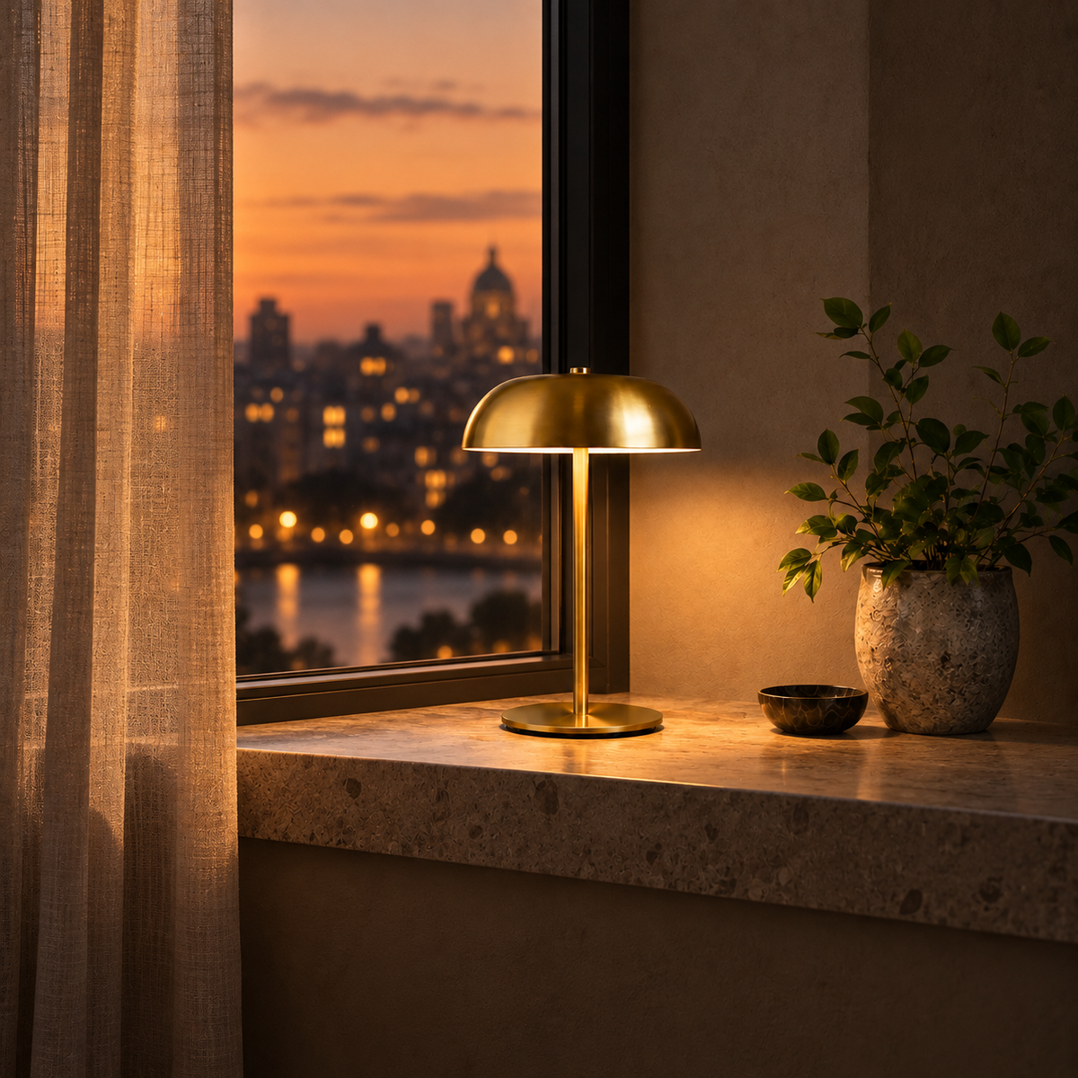 Cordless Mushroom Dome Table Lamp