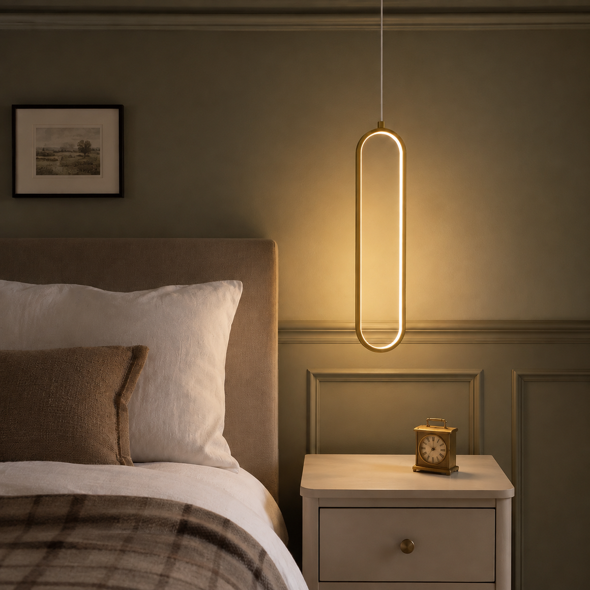 Slim Oval Halo Pendant Light