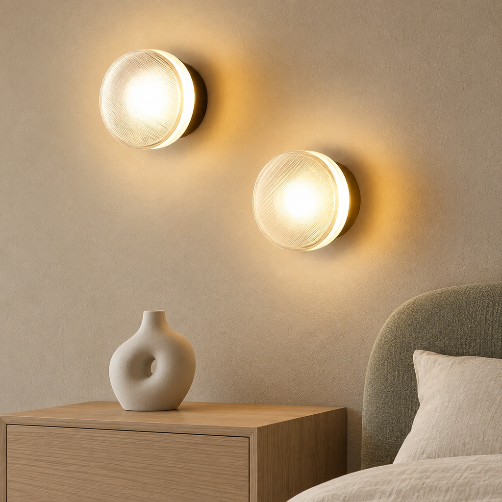 Ribbed Round Flush Wall Sconce