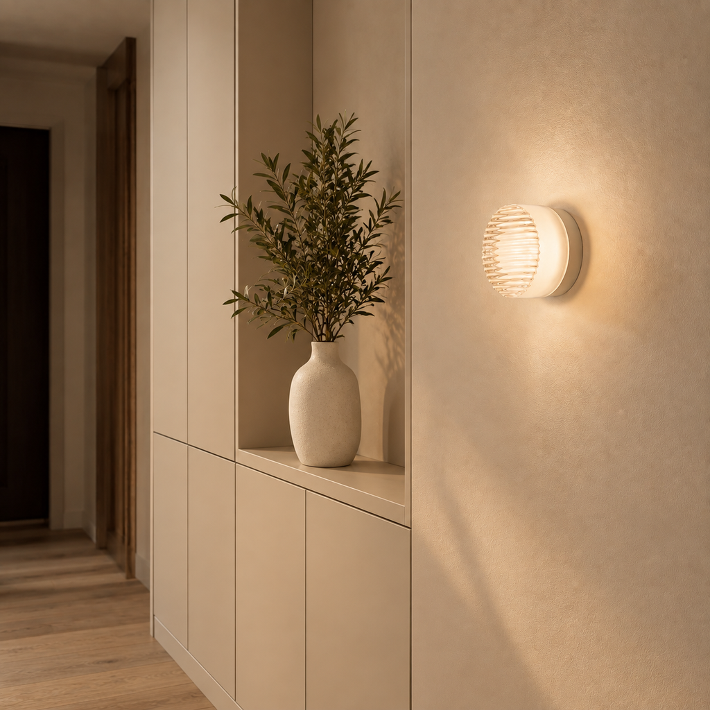 Ribbed Round Flush Wall Sconce