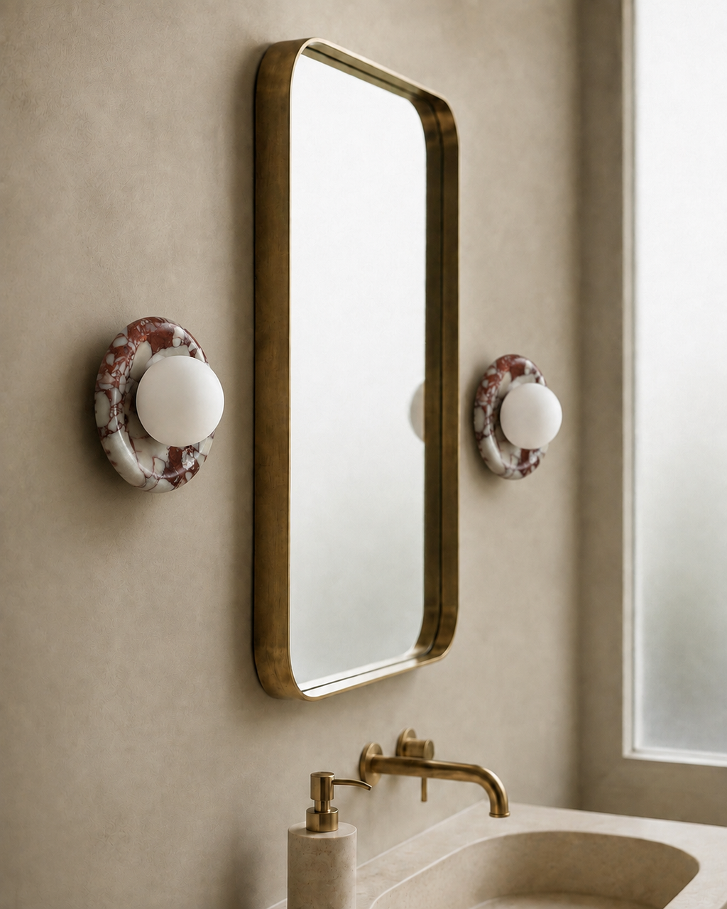 Marble and Glass Wall Sconce