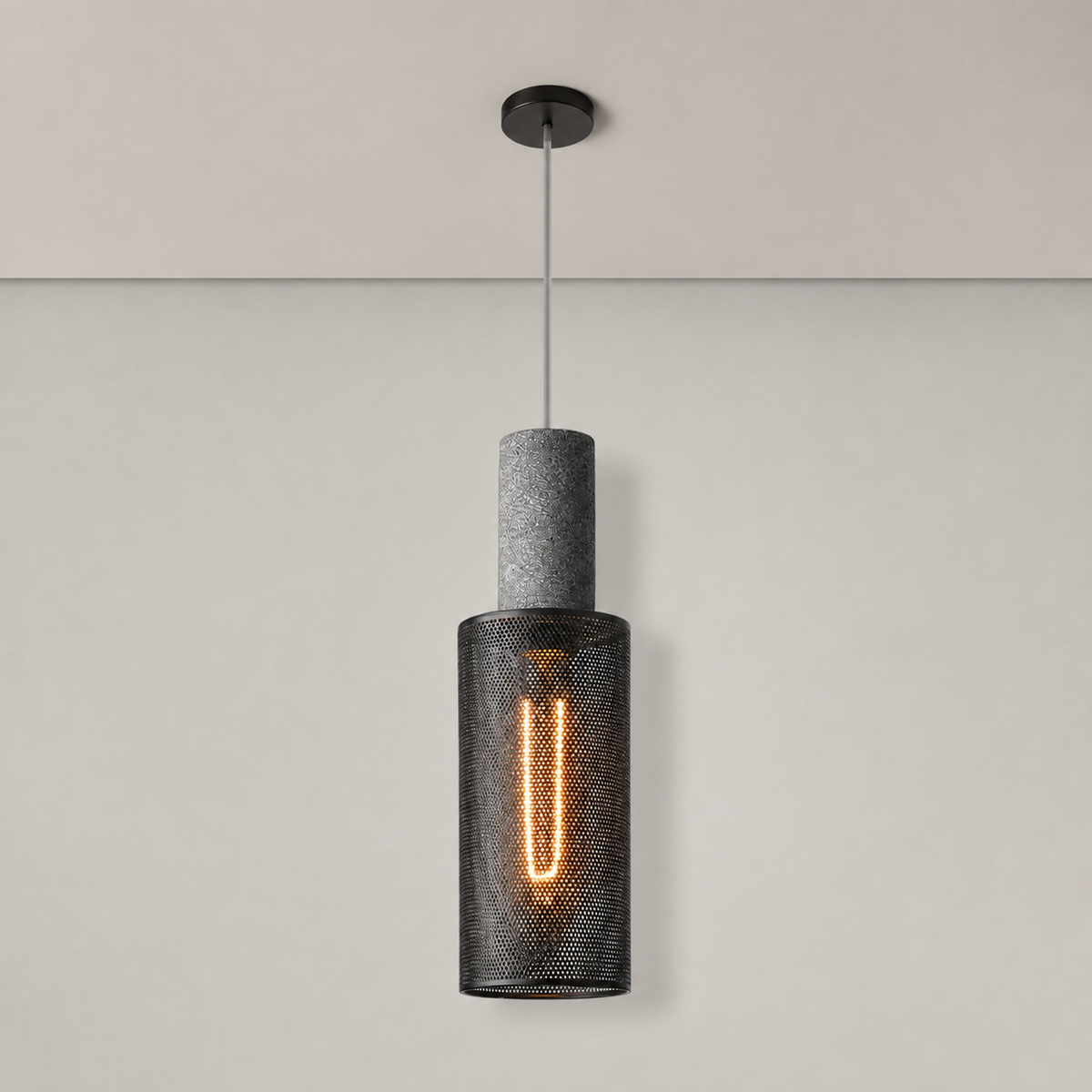 Concrete Mesh Pendant Light