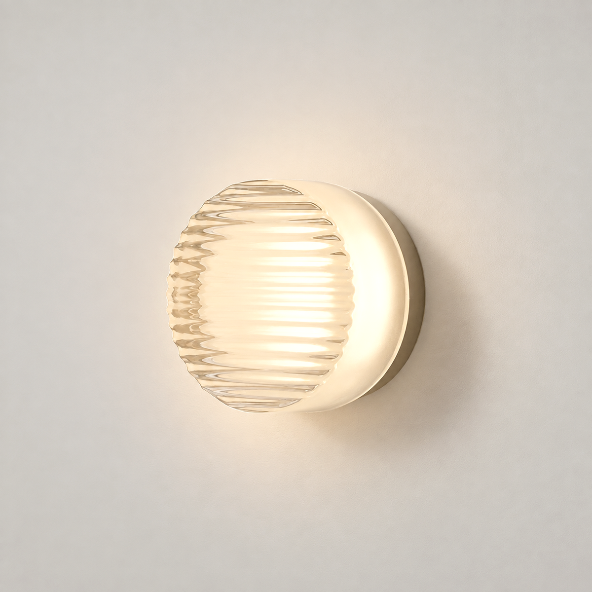 Ribbed Round Flush Wall Sconce